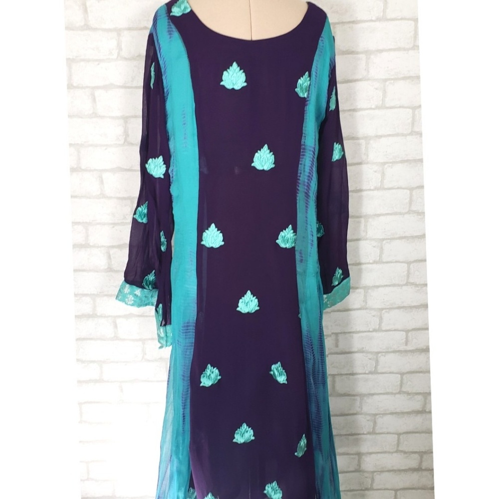 Handmade Hand Dyed Embroidered Kurta Dress S/M - Picture 4 of 8